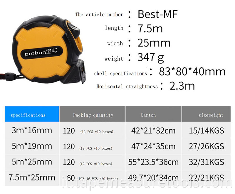 Metro a nastro retrattile con nastro di misurazione intelligente con nastro di nylon resistente all'usura